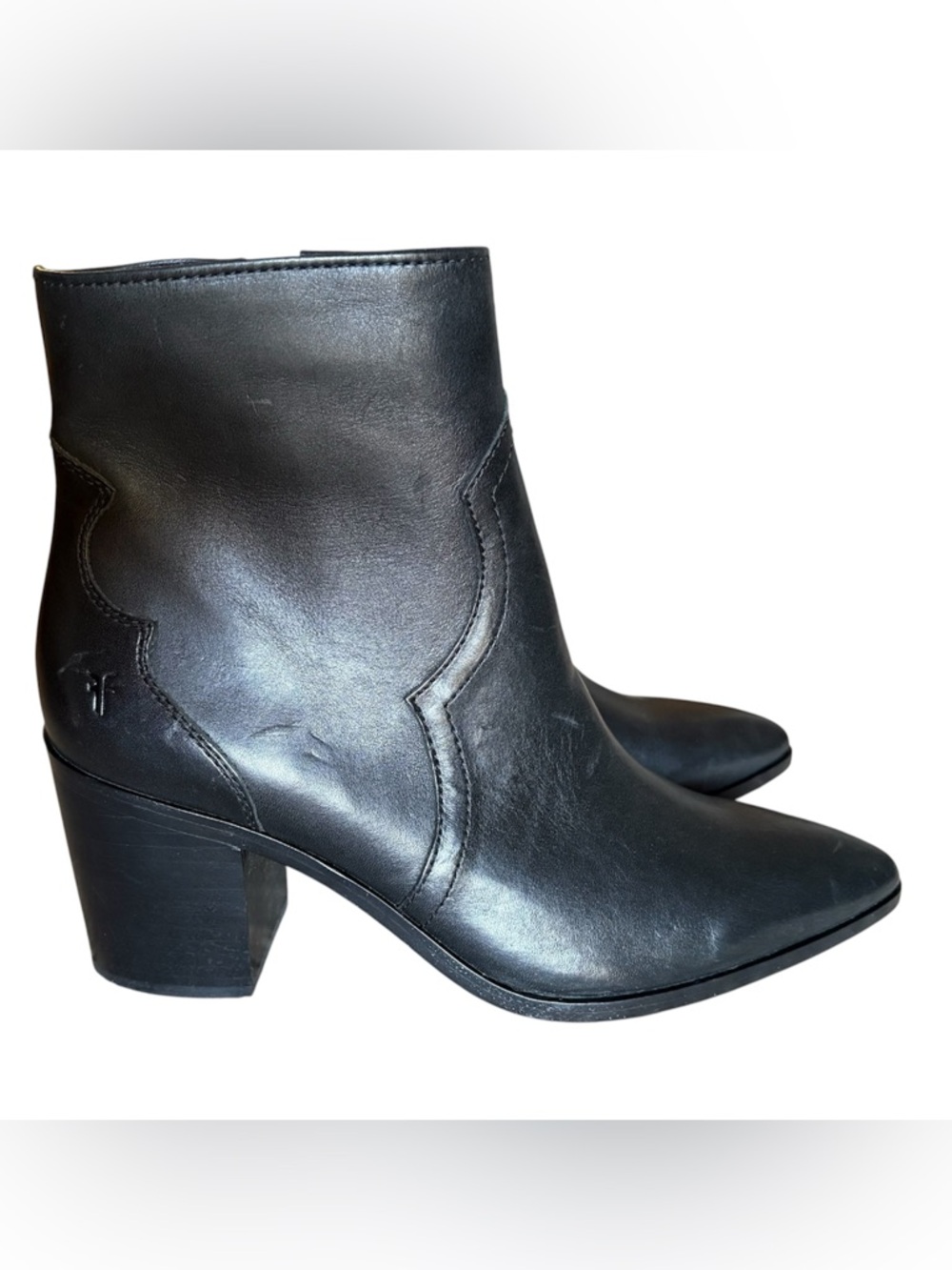 Frye Flynn Short Ankle Boots Black Leather Inside Zip Boots Women’s Size 9.5